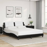 Bed Frame Black and White Faux Leather Full Durable Bed Frame