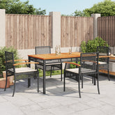 Garden Dining Set Black PE Rattan 5 piece set