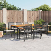 Garden Dining Set Black, Cream White