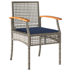 Patio Dining Set Set of 4 Grey PE rattan Medium