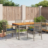 Patio Dining Set Set of 4 Grey PE rattan Medium