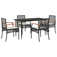 Garden Dining Set Black and Cream White