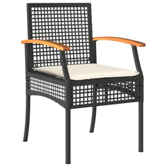 Garden Dining Set Black and Cream White