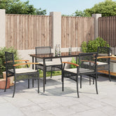 Garden Dining Set Black and Cream White