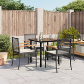 Garden Dining Set Table: Black, Chair: Black, Cushion: Cream White