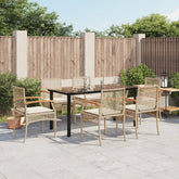 Garden Dining Set Beige PE Rattan Standard UV-resistant materials