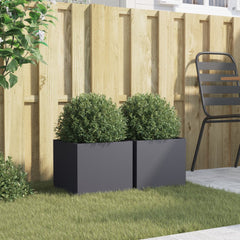 Planter Set of 2 Anthracite Cold-rolled steel Medium