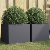 Planter Set of 2 Anthracite Cold-rolled steel Medium