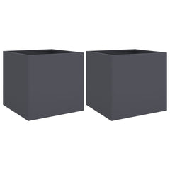 Planter Set of 2 Anthracite Cold-rolled steel Medium
