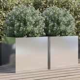 Planter Set of 2 Silver Stainless Steel Large Decorative Inlays