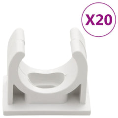 White PVC cable trunking clip for 1-inch channels, shown singly.