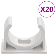 White PVC cable trunking clip, 1.2 inch, for 32.8ft trunking system.