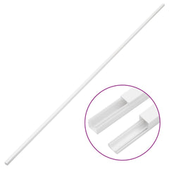 White PVC cable trunking, 0.8x0.4in cross-section, 32.8ft length, with close-up of channel.