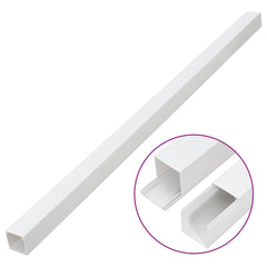 White PVC cable trunking, 2.4x1.6in cross-section, 32.8ft length, with snap channels and mounting holes.