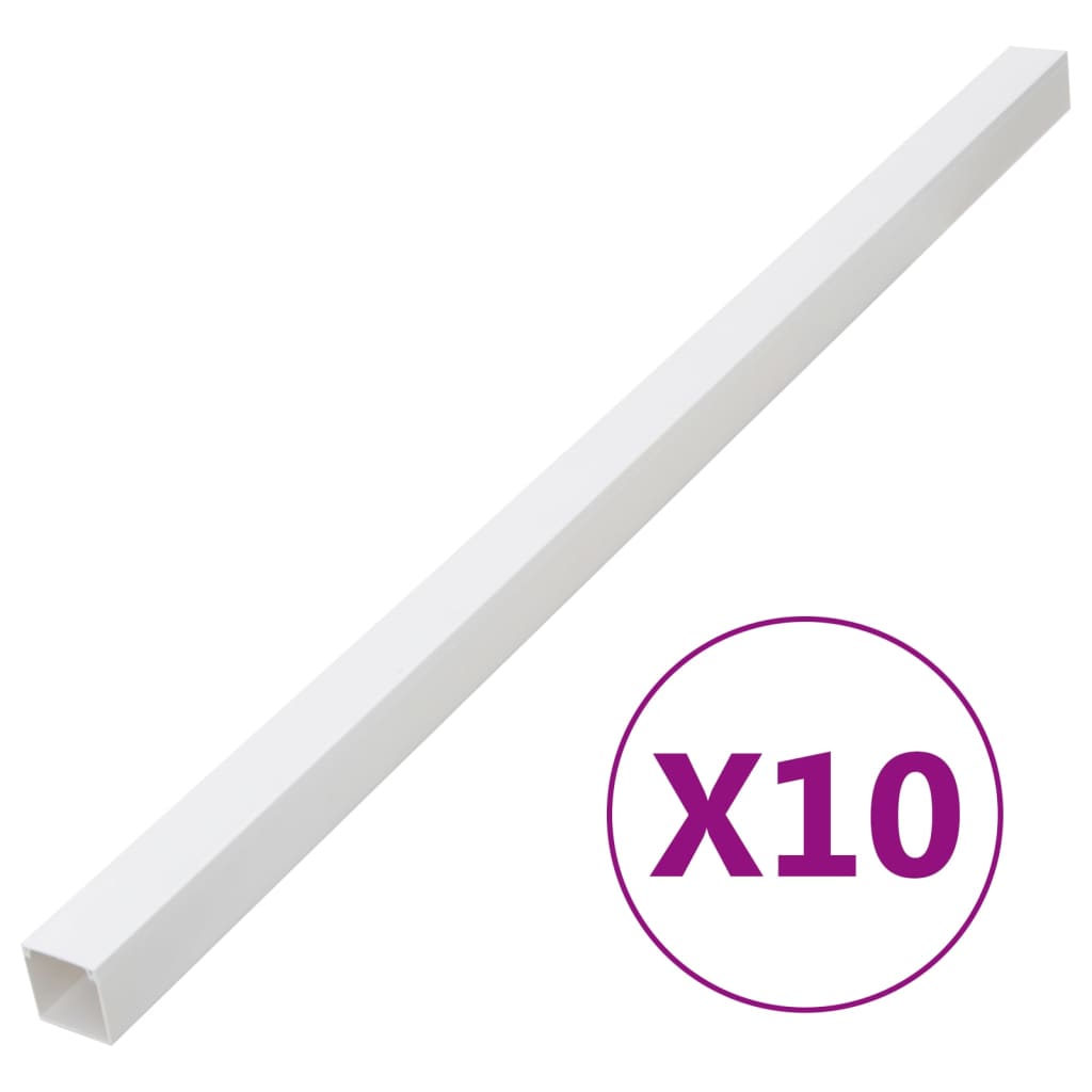 White PVC cable trunking, 3.9x2.4 inches, 32.8 feet total in 10 segments.
