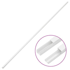 White Bostome PVC cable trunking, 0.6x0.4in cross-section, 98.4ft length, shown straight and in cross-section.