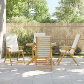 Garden Reclining Chair Set of 4 Cream White Bamboo Four-piece set
