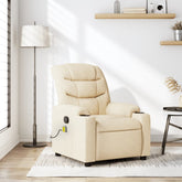 Massage Recliner Chair Cream Fabric (100% polyester), metal, plywood