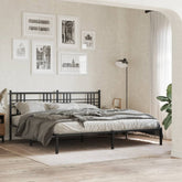 Bed Frame Black Powder-Coated Steel Double Bed Frame