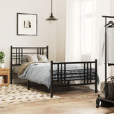 Bed Frame Black Steel Twin Bed Frame Rectangular Traditional