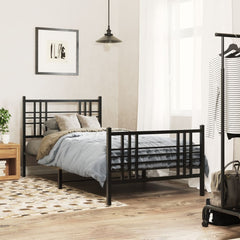Bed Frame Black Steel Twin Bed Frame Rectangular Traditional