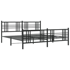Bed Frame Black Steel Full Bed Frame Rectangular Traditional