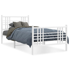 Bed Frame White Steel Single Bed Frame Rectangular