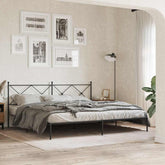 Bed Frame Black Powder-Coated Steel Double Bed Bed Frame