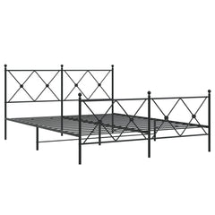 Bed Frame Black Steel King Bed Frame Rectangular Traditional