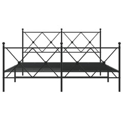 Bed Frame Black Steel King Bed Frame Rectangular Traditional