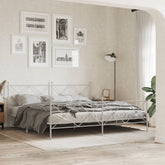 Bed Frame White Steel 76 x 80 in Bed Frame Rectangular