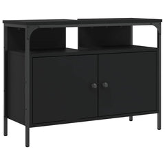 Bathroom Sink Cabinet Black Engineered wood, powder-coated steel