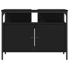 Bathroom Sink Cabinet Black Engineered wood, powder-coated steel