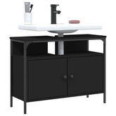 Bathroom Sink Cabinet Black Engineered wood, powder-coated steel