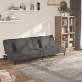 Sofa Bed Dark Grey Velvet (100% polyester), wood, plastic 2-seater