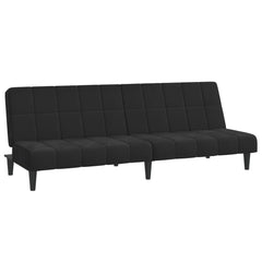 Sofa Bed Black Velvet (100% polyester), wood, plastic 2-Seater