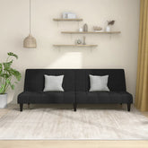 Sofa Bed Black Velvet (100% polyester), wood, plastic 2-Seater