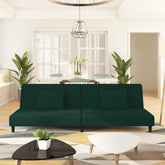 Sofa Bed Dark Green Velvet, Wood, Foam, Plastic Medium