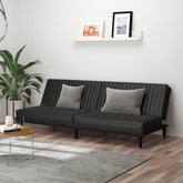 Sofa Bed Black Faux leather, wood, plastic, foam 2-Seater