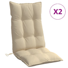Beige highback chair cushions in Oxford fabric, featuring soft filling and non-slip straps.