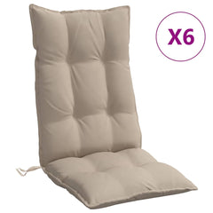 Highback Chair Cushion Set of 6 Taupe