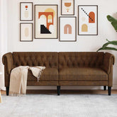 Chesterfield Sofa Brown Fabric (100% polyester), plywood, solid wood