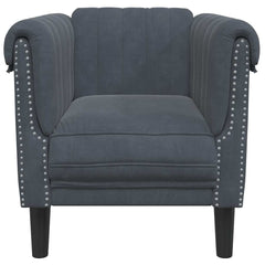 Sofa Chair Dark Grey Velvet, Plywood, Solid Wood Single Modern