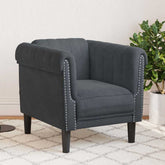 Sofa Chair Dark Grey Velvet, Plywood, Solid Wood Single Modern