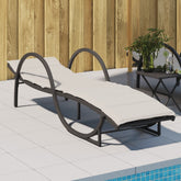 Sun Lounger Black, Cream White PE rattan, powder-coated steel