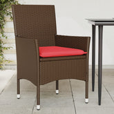 Patio Chairs with Cushions 2 pcs Brown Poly Rattan