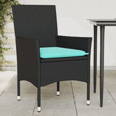 Patio Chairs with Cushions 2 pcs Black Poly Rattan
