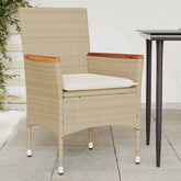 Patio Chairs with Cushions 2 pcs Beige Poly Rattan
