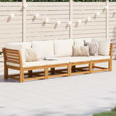 Garden Lounge Set Natural Wood Solid Acacia Wood 4 Seater Modular
