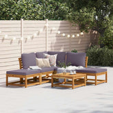 Garden Lounge Set Acacia wood (light brown), Dark Grey cushions